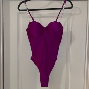SHEIN Magenta One Piece Swimsuit with Chain Straps